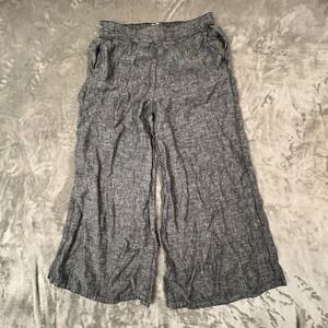 Nicole Miller New York Womens Linen Pants Size M Gray  Wide Leg Casual Pockets
